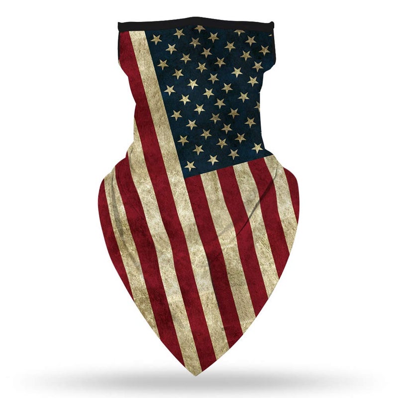 YAYOUREL Red Grey Blue American Flag Neck Gaiter Face Mask Covering Bandanas for Men Women Summer UV Face Scarf Mask Cover Ear Loop Hole Triangle Facemask Headwear for Fishing Running Cycling Hiking - Image 3